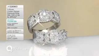 3-Stone Cluster Design Diamond Ring, 14K, 1.00 cttw, by Affinity on QVC
