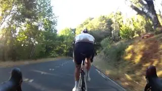 Fast Freddy Markham descends Page Mill Rd/ Moody Rd at high speed with the Thursday Night Gang