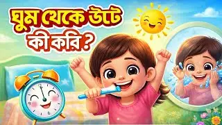 ঘুম থেকে উঠে কী করি? | Morning Routine Song for Kids | Bengali Nursery Rhymes