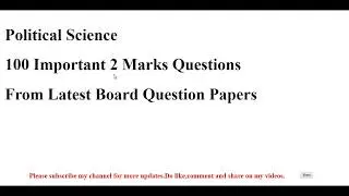 Political Science Important 2 Marks Questions Class 12
