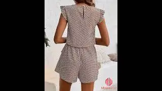 Honey Printed Round Neck Top and Layered Shorts Set