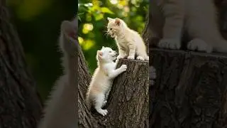 Kittens' Playful Tree Climb