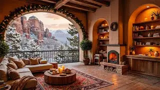 Cozy Ambience by the Snowy Canyon ⛄ Smoothing Jazz with Falling Snow ❄️ Work & Study Music