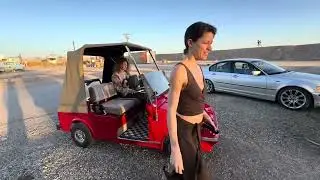 Bombay Beach: Dulcinee gets the coolest golf cart on earth.