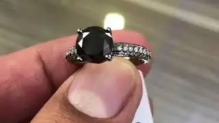 BDR-184 - 2.06 Carat Certified Natural Black Diamond Engagement Ring 14k Black Gold