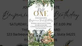 ANIMATED Wild Safari Birthday Invitation, Editable Wild One Invite For Any Age, Jungle Animals Evite