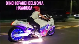 8 INCH SPARKING HEELS ON A HAYABUSA & STOPPED BY A COP!!