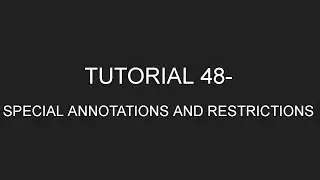 Java Programming Tutorial 48 - Special Annotations and Restrictions (in English)