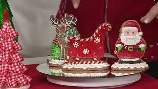 4-Piece Santa, Sleigh and Reindeer Figures by Valerie on QVC