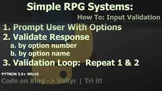 How To - Python 3 Win10 RPG Systems - Simple Validate User Input System 1