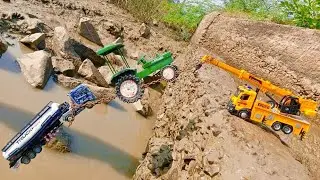 Oill Tank Swaraj Tractor Riverside Accident Pulling Out Crane | Truck Tractor Cartoon | Ranjit kids?