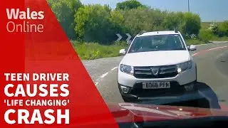 Terrifying moment teenage driver causes 'life-changing' head-on crash