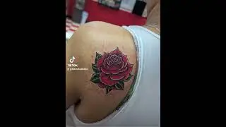 Red Rose tattoo on the shoulder #femaletattooartist #tattoo #tattooartist #rosetattoo #rose #redrose