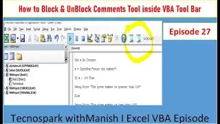 Excel VBA Add Block, Unblock Comments in ToolBar I Block Unlock Comments I Technospark withManish