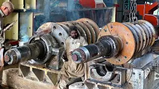How To Install Crush Machine Syndicator | Changing Bearing Brackets,Rooter And Pins | Jaw Crusher