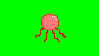 free green screen - pixel red squid animation
