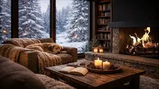 Cozy Winter Cabin Reading Room | Snowy Forest View & Peaceful Ambience ❄️🔥📚