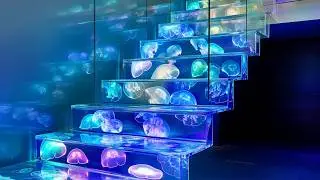 Mesmerizing Jellyfish Aquarium Stairs 3D Glass Staircase Design | Modern Luxury Interior Inspiration