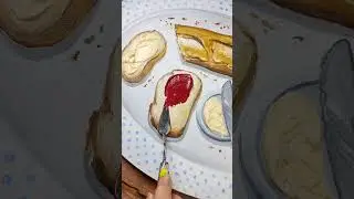 Ako namaľovať raňajky na pl&aacute;tne 🍞 #artmie #foodpainting #realisticart #arttips #acrylicpainting #art