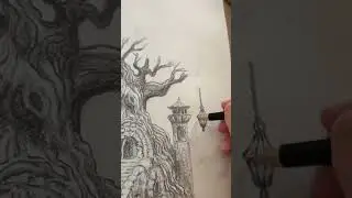 рисуем простым карандашом поэтапно pencil drawing, magic world sketch