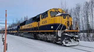 Northbound AuRoRa at Talkeetna, January 31, 2026. Plus, Historic Baggage Car 58.
