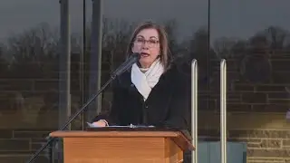 Iowa Gov. Kim Reynolds speaks at Iowa Veterans Cemetery for Veterans Day