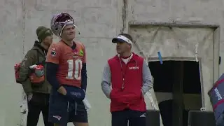 Patriots practice for Super Bowl with QB Drake Maye on injury report