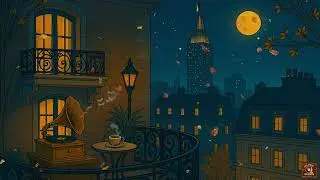Autumn in 1940s Manhattan | Oldies Music & Cricket Sounds for Sleep