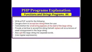 PHP Program : To check start of string, replace string, split string by using Regular Expression