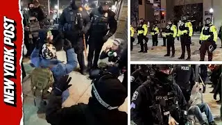 Chaos Outside Minneapolis Hotel as Police Arrest Dozens at Anti-ICE Protest
