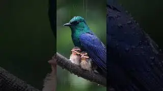 The cute little bird in the wind and rain. Watch its brave flight