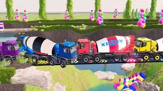 Flatbed Truck McQueen | Transportation with Truck - Car, Truck vs Extreme Cliff #7