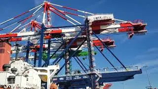 Crane offload from ship to shore...SHIP GANG 48  