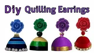 Diy || Quilling jhumka and rose stud making at home || Easy quilling earrings ||