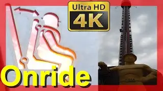 Fraispertuis City Golden Driller POV (Onride) Intamin Free Fall Tower Sitzend Kippen Drop Tower (4K)