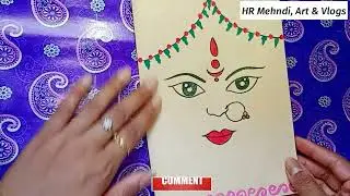 Navratri Greeting Card/Handmade Navratri Card making/Handmade Durga Puja card making step by step