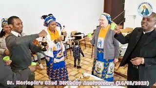 Sr. Mariapia, cutting her 82nd Birthday Cake at the African Catholic Community, Verona (19/03/2023).
