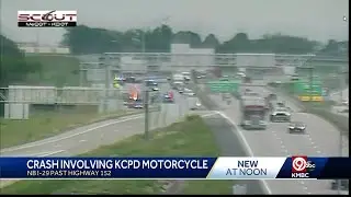 Driver strikes unoccupied KCPD motorcycle during traffic stop on northbound I-29