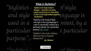 What is Stylistics? | Simple Definition | English Literature #literarylegacy #literaturestudents