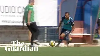 Football manager sent off after tripping opposition player