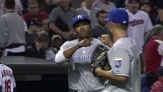 Escobar charges, makes excellent diving catch