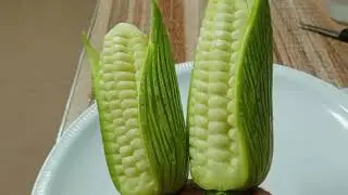 Marrow,zucchini art carving corn🌽 garnish decoration design vegetable idea
