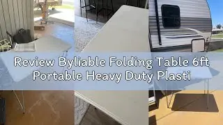 Review Byliable Folding Table 6ft Portable Heavy Duty Plastic Fold-in-Half 6 Foot Foldable Table Uti