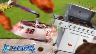 MEGABYTE crashes the BBQ! | This is Fighting Robots | Mech+