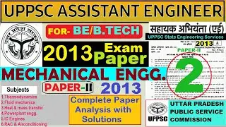 UPPSC AE(Assistant Er.)Mechanical Engineering PREVIOUS YEAR QUESTION PAPER-2 WITH COMPLETE SOLUTIONS