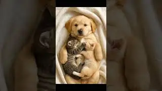 Adorable Nap Time: The Cutest Puppy-Kitten Family Ever 🐶🐱✨ #cute #animals #babyanimals #かわいい