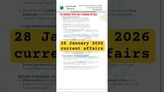 28 January 2026 Daily current affairs #upsc #ssc #uppsc #bpsc #rrb