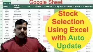 Stock Selection Using Excel with Auto Update || Trading India || Google Sheet