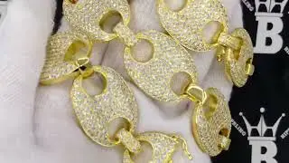 Gold Marine Link 24MM Wide CZ Bling Bling Chain | Iced Out Jewelry