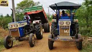 Swaraj 744 FE power plus tractor with fully loaded trolley Pulling | John Deere tractor power | CFV
